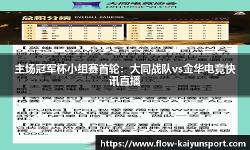 主场冠军杯小组赛首轮:大同战队vs金华电竞快讯直播